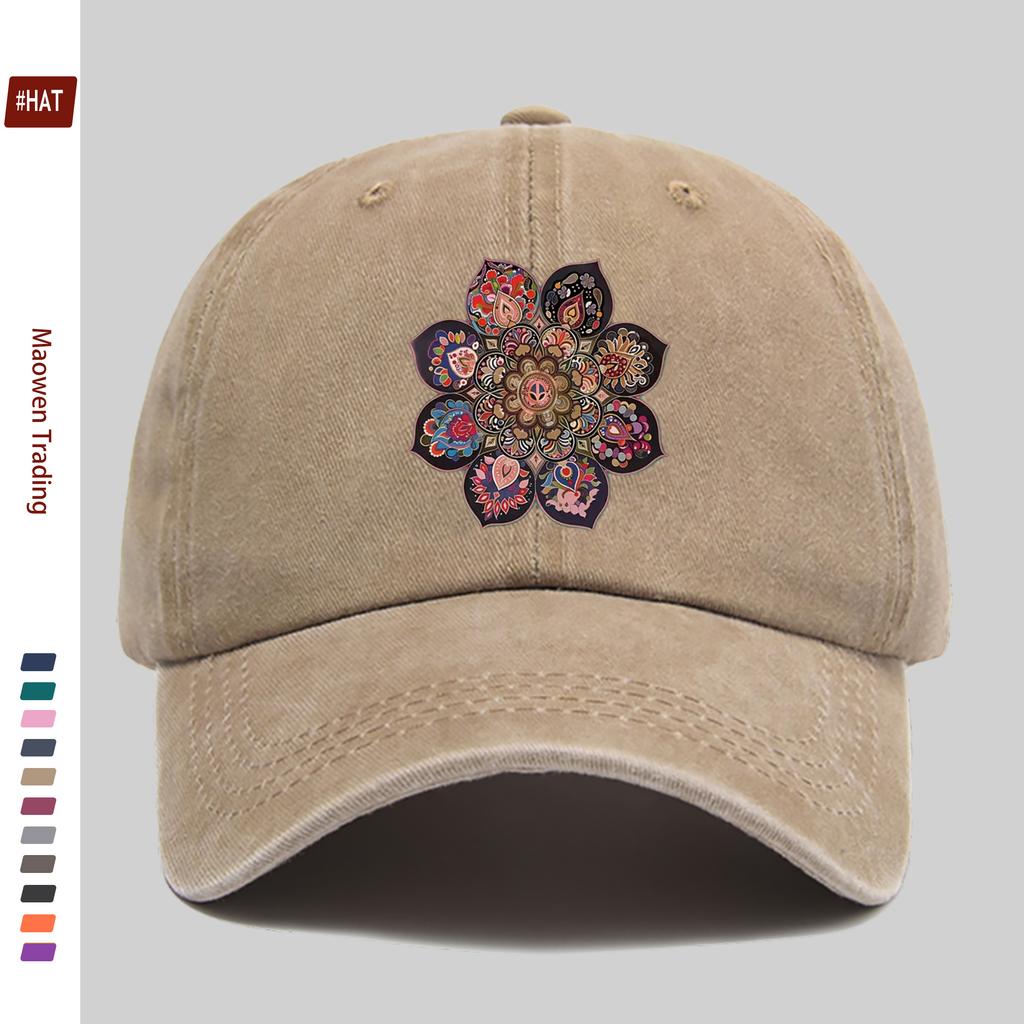 pc Vintage Paisley Mandala Print Baseball Cap for Women Men Adjustable Trucker Hat with Buckle Strap Lightweight Suitable