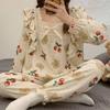 Весна и осень женские пижамы в корейском стиле принцессы домашняя одежда костюм тонкий срез пижамы для девочек-студенток домашняя одежда