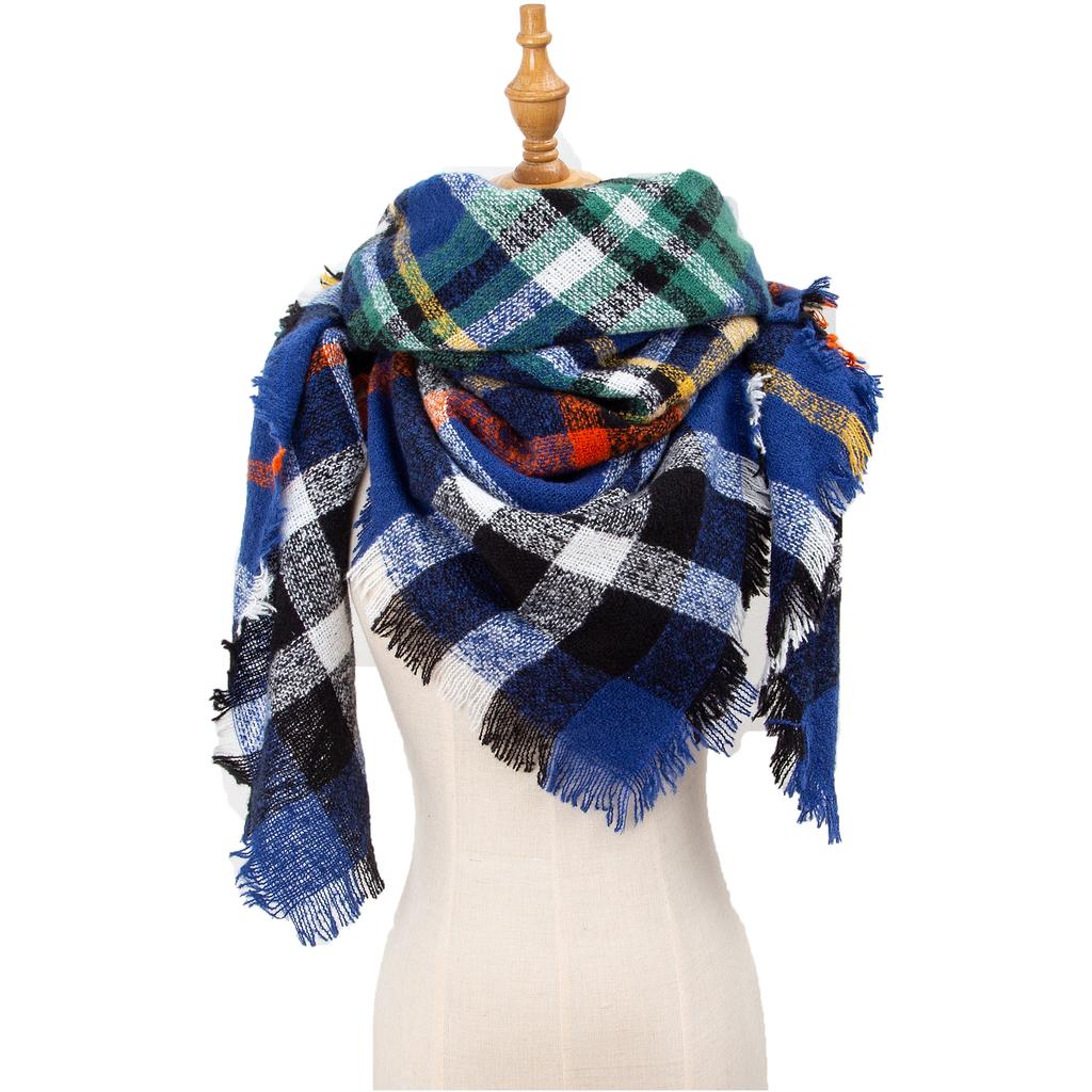 Spring Autumn Winter Shawl Ladies Plaid Triangle Scarf