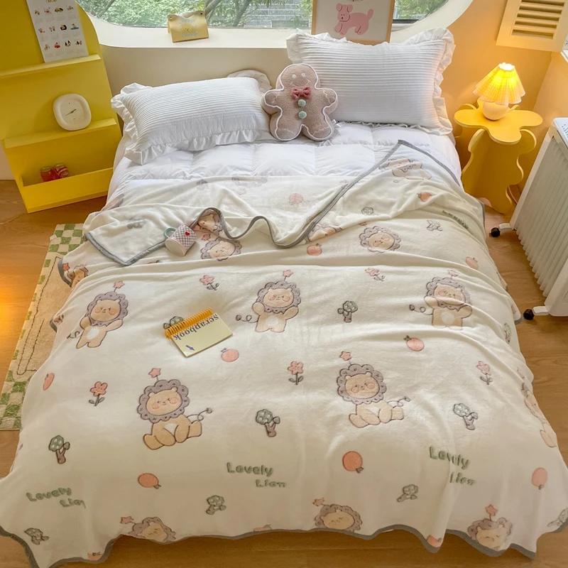 Одеяло с рисунком милого медведя из мультфильма, супер мягкое, уютное, легкое, теплое, флисовое одеяло для путешествий, домашнего дивана, кровати