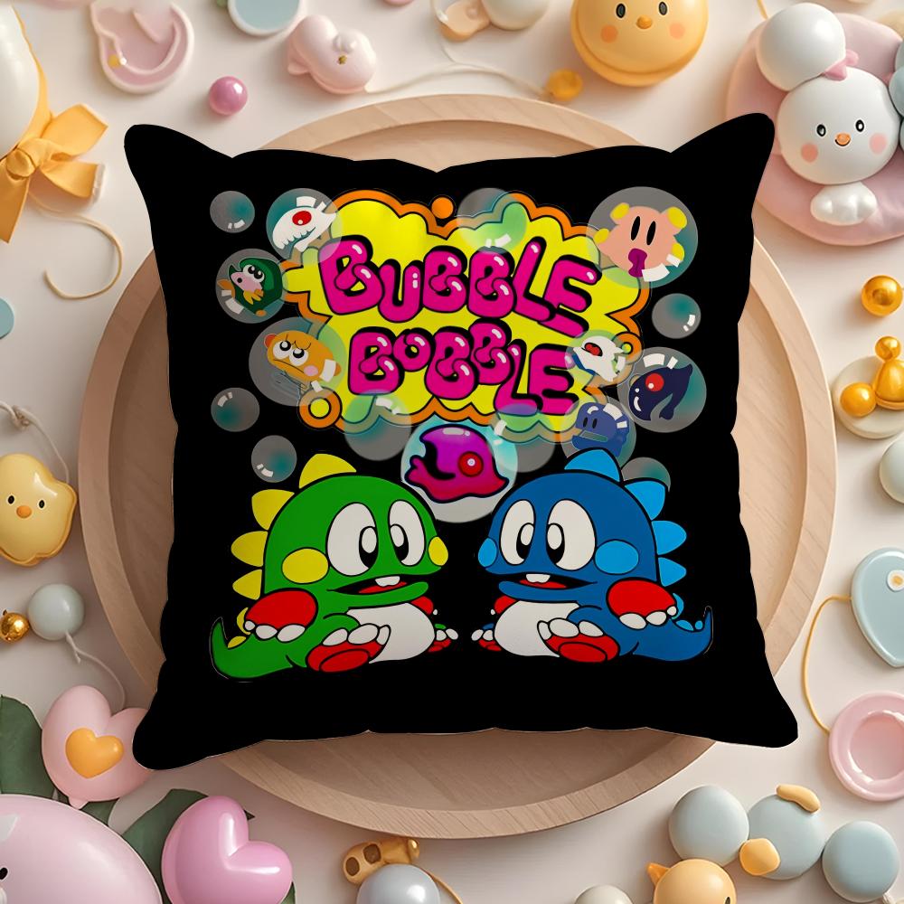 Puzzle Game BBubbles Bobble Pillow Case Soft Plush Fabric DoubleSided Printed Cushion Cover Warm Winter Sofa Pillow Case