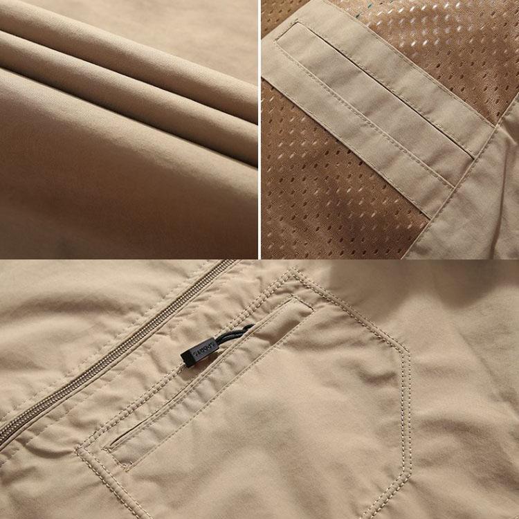 Men's Spring and Autumn Thin Solid Color Zipper Pocket Loose Casual Youth Zipper Cotton Hooded Ordinary Jacket