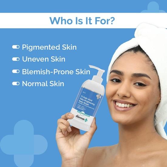 The Derma Co 1% Kojic Acid Daily Brightening Body Wash I Alpha Arbutin | От темных пятен I Увлажнение до 24 часов Для всех типов кожи - 250 мл