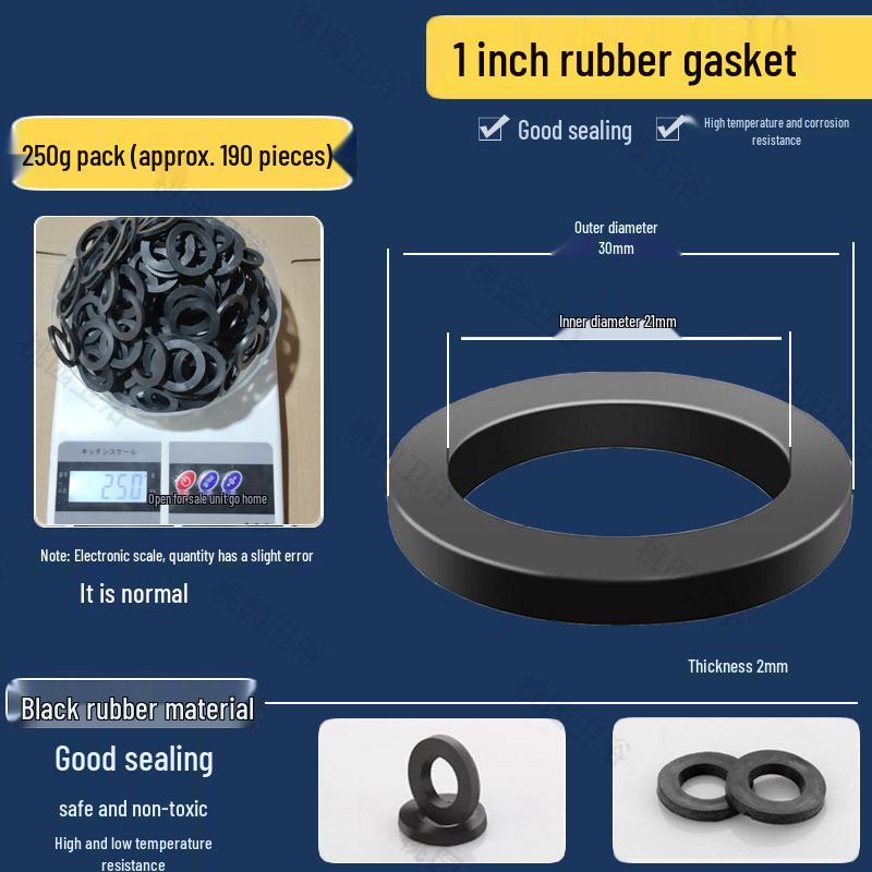 Набор плоских резиновых шайб: Водонепроницаемые прокладки для душевых шлангов и смесителей - Размеры 3/8", 1/2", 3/4", 1"