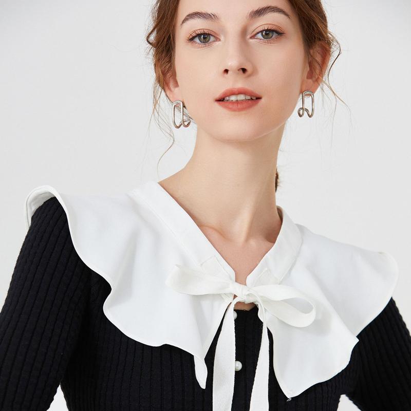 Elegant Pleated Lapel Fake Collar Shawl Decoration Collar Blouse Shoulder Removable Collar Sweater False Collar Top Neckwear