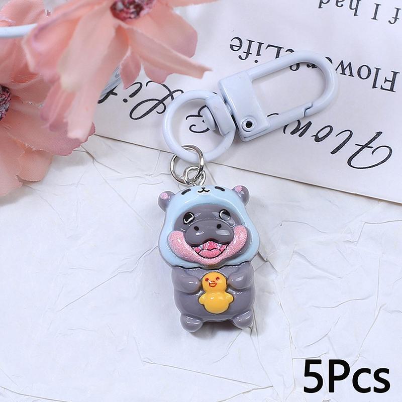 5 шт. милый мультяшный бегемот Moodeng кулон брелок новинка креативный бегемот брелок изысканный рюкзак украшения аксессуары подарки