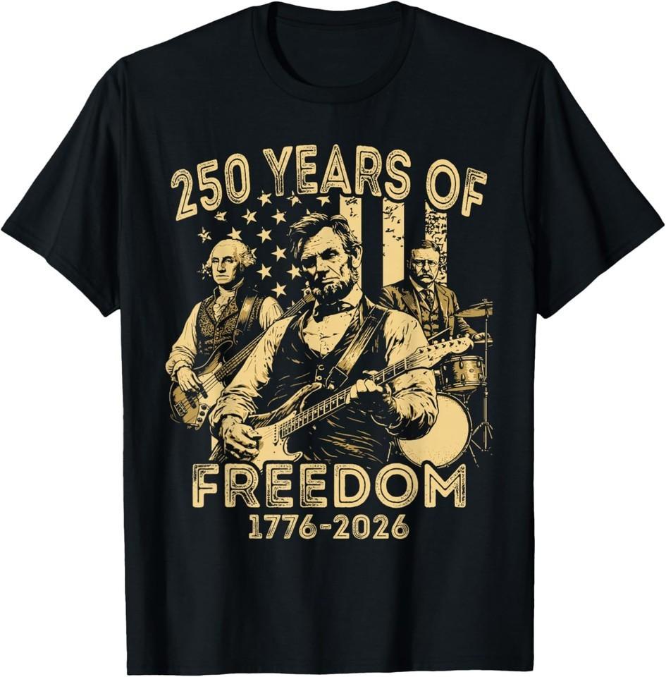 Abraham Lincoln Playing Guitar 4th July 250th Unisex T-Shirt S-5XL DS2564