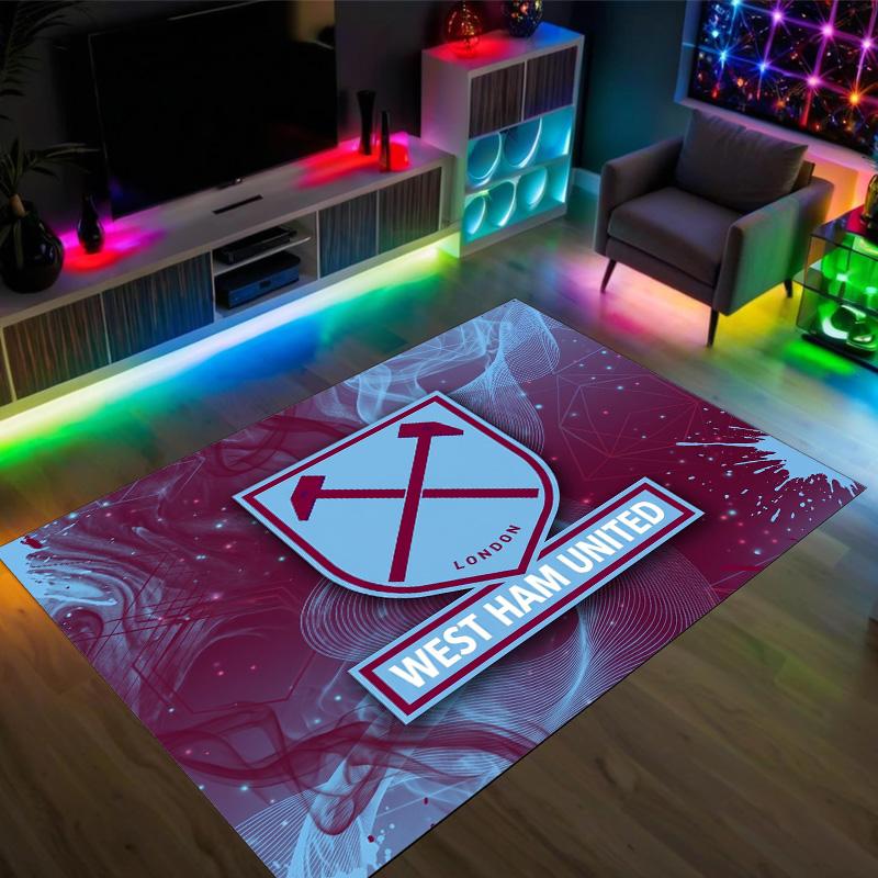West Ham United Football Design Crystal Velvet Carpet Cozy Non?Slip Printed Rug For Bedroom Living Room Entrance