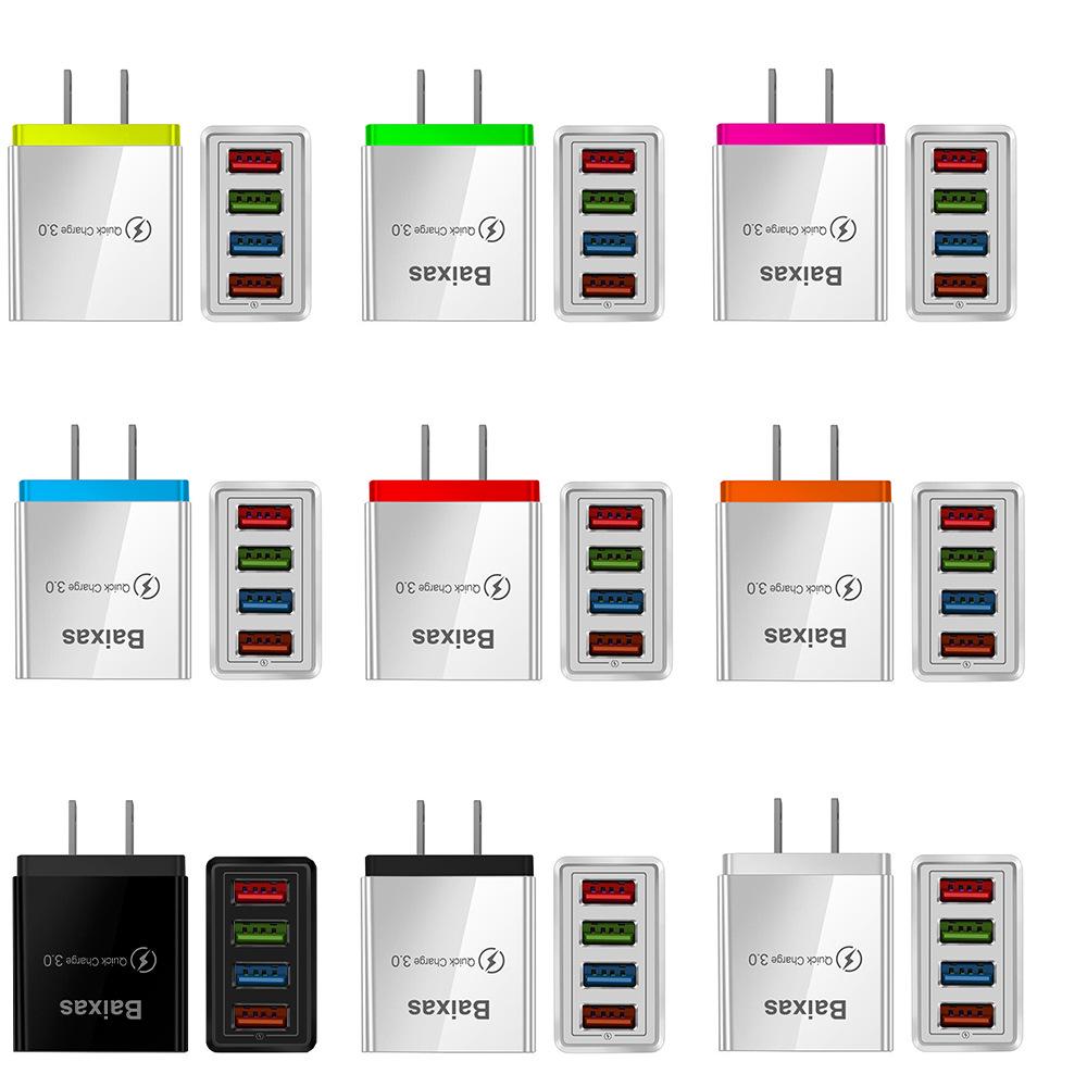 4-портовое USB-зарядное устройство для мобильных телефонов и планшетов, стандарт США/ЕС, быстрая зарядка 3A