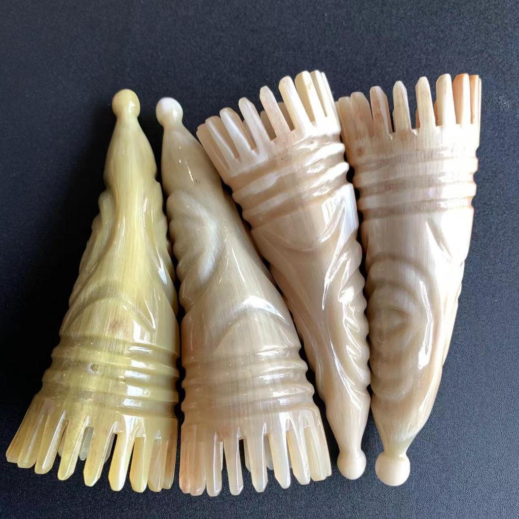 Натуральный роговой меридиональный массажный гребень для головы и тела