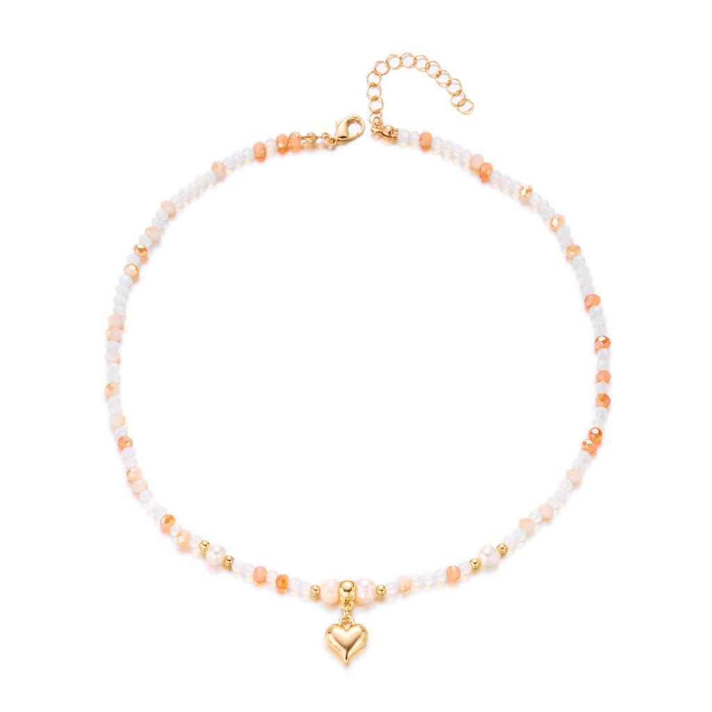 Heart Shaped Pearl Pendant Necklace With Alloy Water Crystal For Summer Fashion