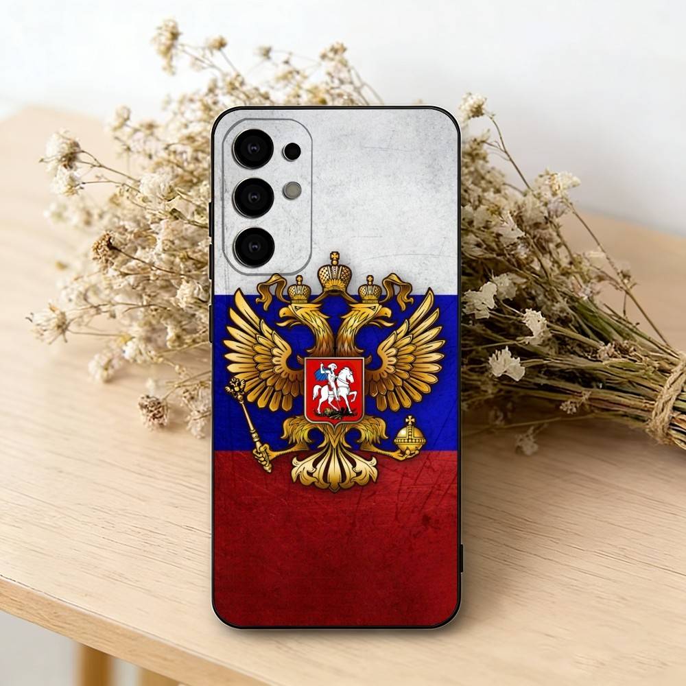 Russia F-Flag National Emblem  Phone Case For Samsung S25,S24,S21,S22,S23,S30,Ultra,S20,Plus,Fe,Lite,Note,10,Black Cover