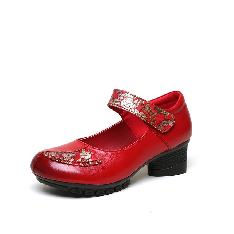 Ethnic Style Spring and Fall Women's Shoes Thick with Soft Bottom Fashion Single Shoes Head Layer Cowhide Small Leather Shoes