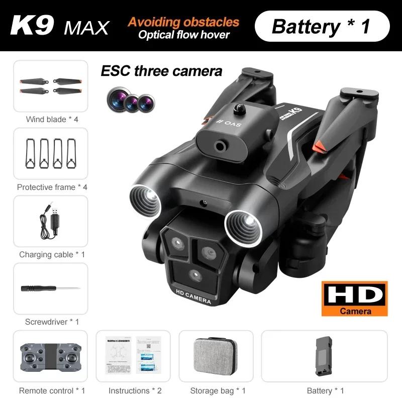 Новый K9Max Rc Drone Professional 8K Трехкамерный ESC Широкоугольный оптический позиционирование потока Четырехсторонний Квадрокоптер для предотвращения препятствий Игрушка в подарок