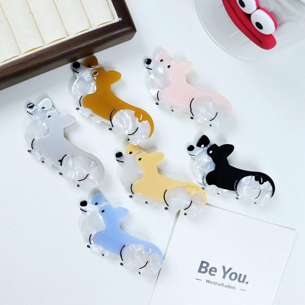 Cartoon Corgi Hair Clip Animal Dog Hairpin Cute Acetate Puppy Hair Claw Girls