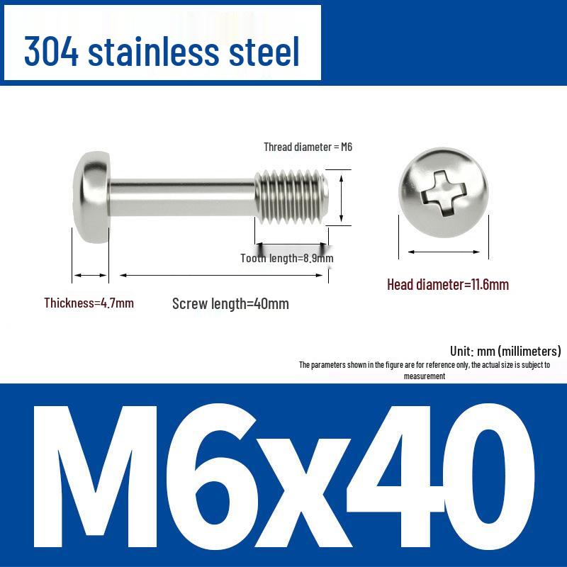 Yigu 304 Stainless Steel Phillips Round Head Captive Screws - M2/M3/M4 Half Thread Pan Head Machine Screws