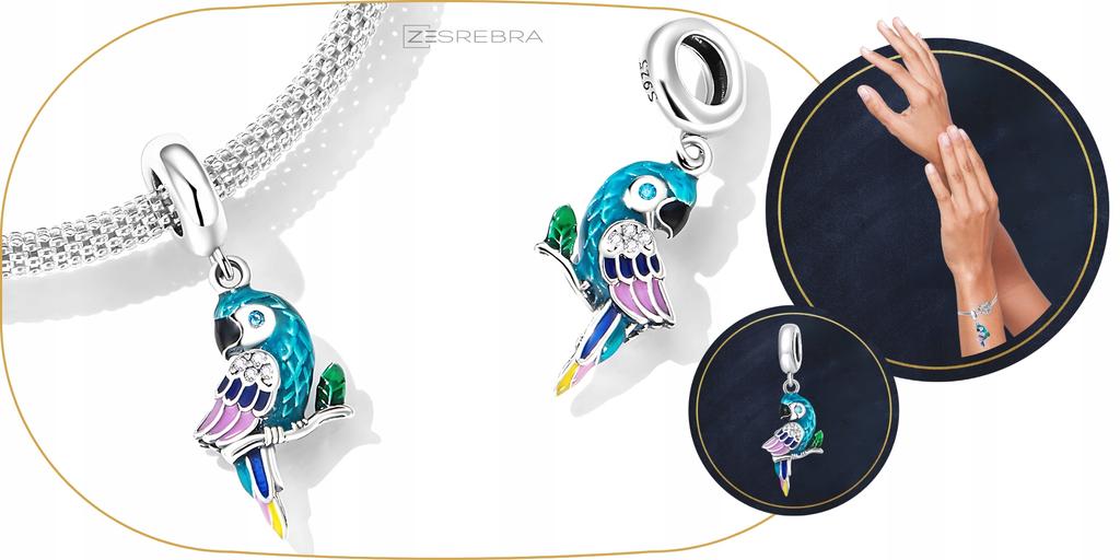 Charms Parrot Colorful S925 Bead Beads Cubic Zirconia Bird Pendant