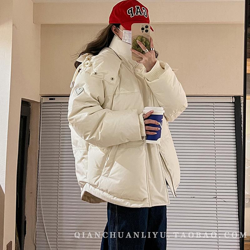 Fashion Design Gray Short Down Cotton Bread Jacket for Couples with Unique Bread Coat