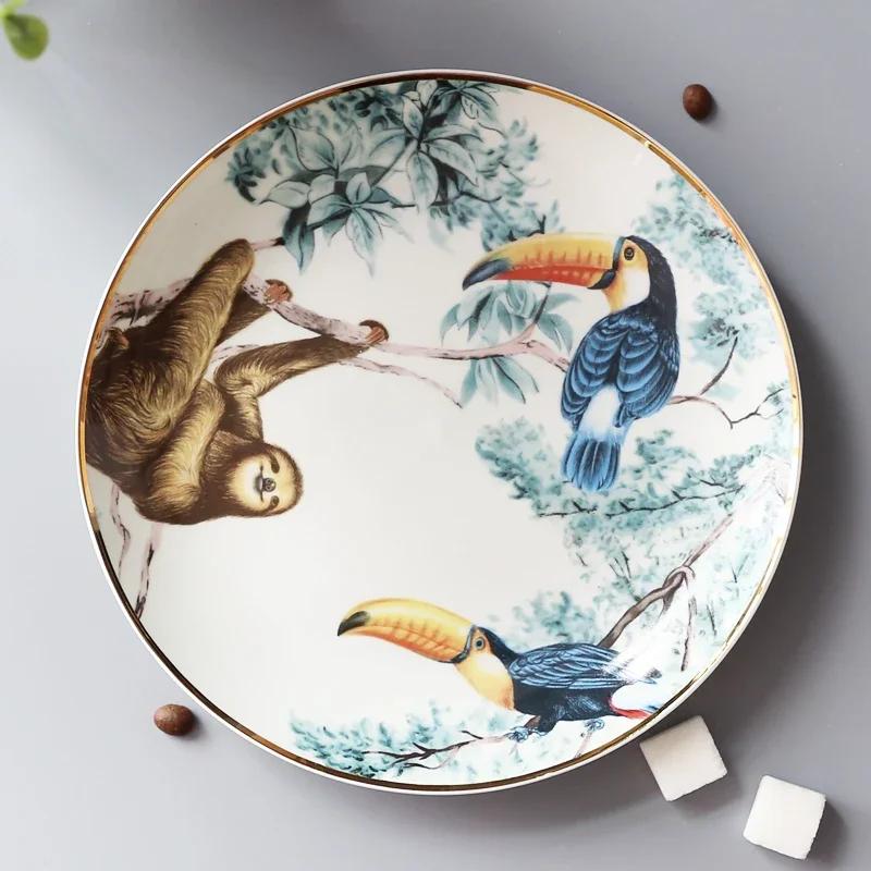 Nordic Ins Wind Ceramic Plates Dishes Bone China Animal Dessert Fruit Snack Plate Home Dinnerware Decoration