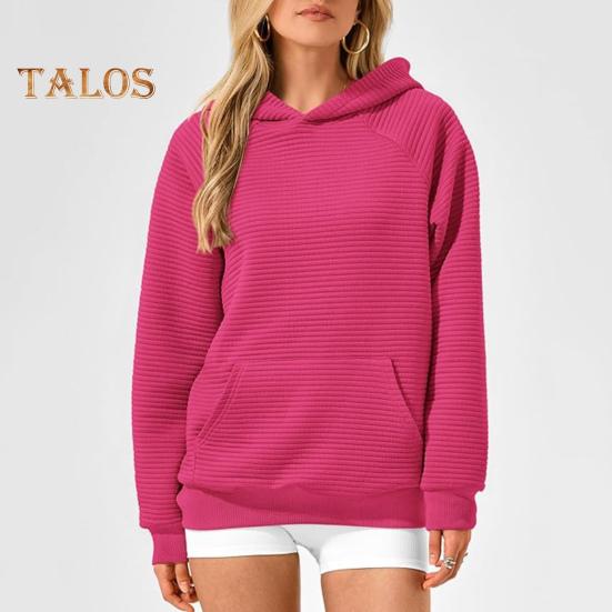 Осень-зима Женская толстовка с капюшоном, свободная, с большим накладным карманом, однотонная, с капюшоном, эластичные манжеты, повседневная одежда, спортивная, на все случаи жизни