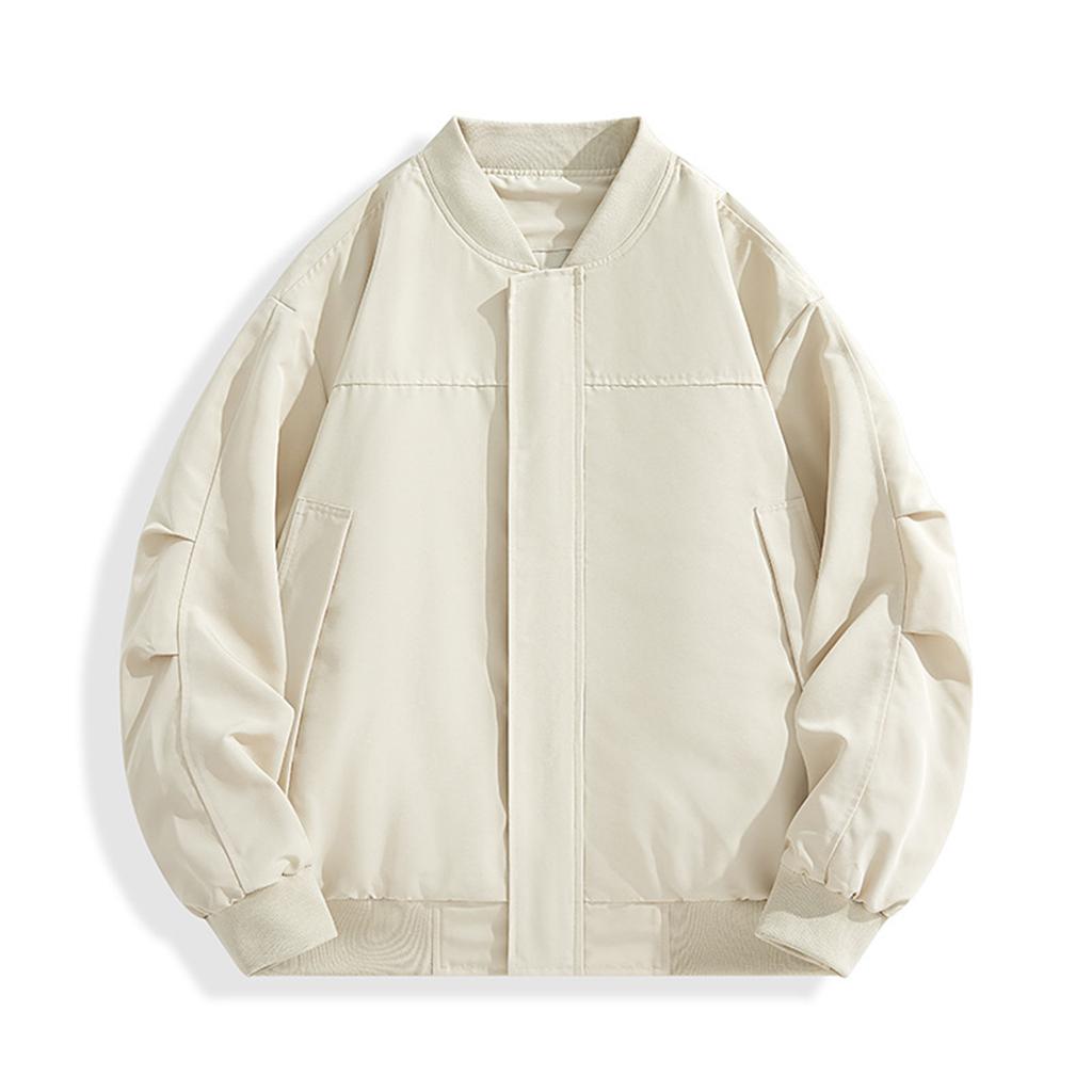 Men's Solid Color Baseball Jacket Retro Casual Sports Loose Thin Jacket