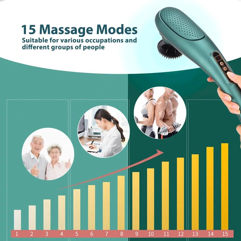 6 In 1 Wireless Electric Back Massager Vibration Infrared Heat Massager Multifunctional Neck Leg Massager Pain Relief Shiatsu