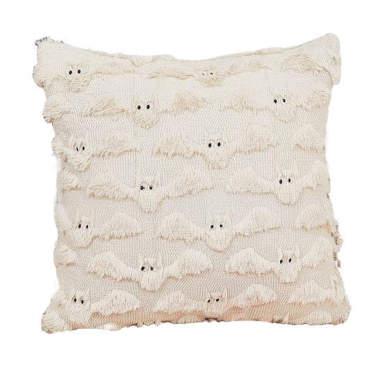 Halloween Decorative Pillow Cover Soft Plush Throw Cushion Case with 3D Embroidered Ghost Pumpkin Design for Couch Sofa Bedroom