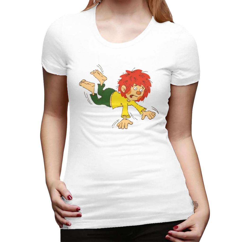 Pumuckl Falling TShirt for Women Round Neck Streetwear T Shirts Womens Short Sleeve Summer Clothes Tops