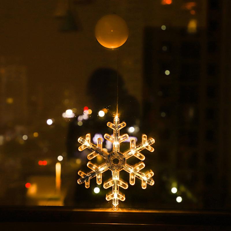 Christmas LED Light Snowflake Santa Hanging Battery-operated Window Ornaments Decoration for Home Xmas Navidad New Year Decor
