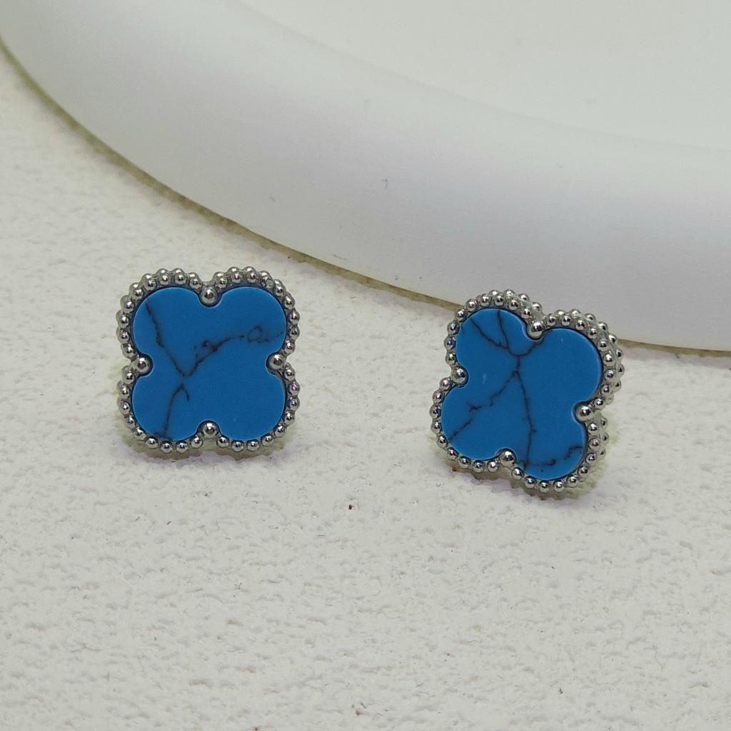 Высококачественная титановая сталь Натуральный перламутр Четырехлистный клевер Серьги для женщин 18K Модные Премиальные серьги