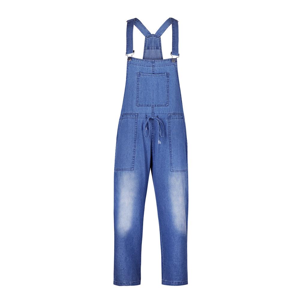 Fashion Women Ladies Baggy Denim Jeans Bib Full Length Pinafore Dungaree Overall Solid Loose Causal Jumpsuit Pants