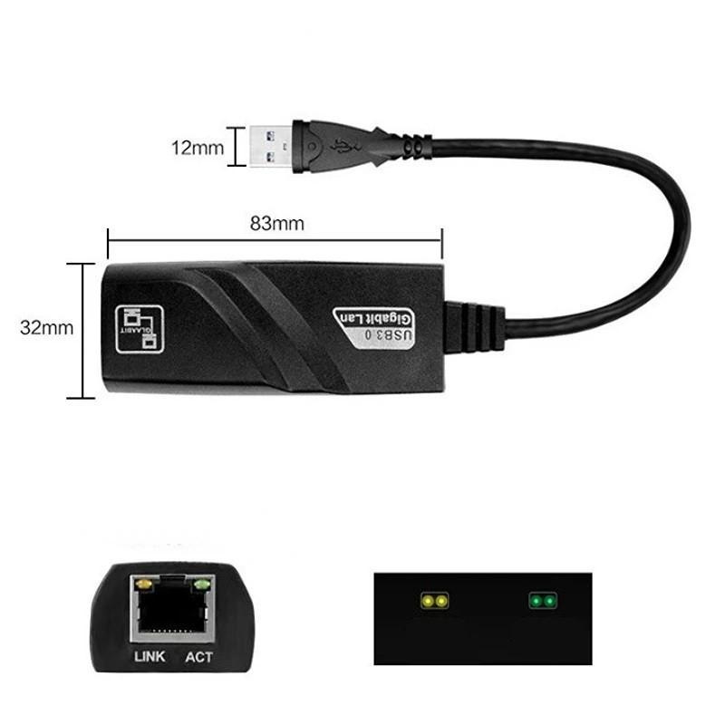 Гигабитный USB LAN адаптер Проводной Переходник SUNROZ USB 3.0 - Ethernet / Сеть RJ45 LAN для Windows 11/10/8.1/7/X (A487310)