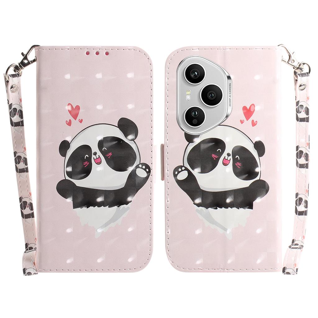 For Honor 400 Pro 5G (Global) Case Pattern Printing Leather Wallet Phone Cover with Wrist Strap