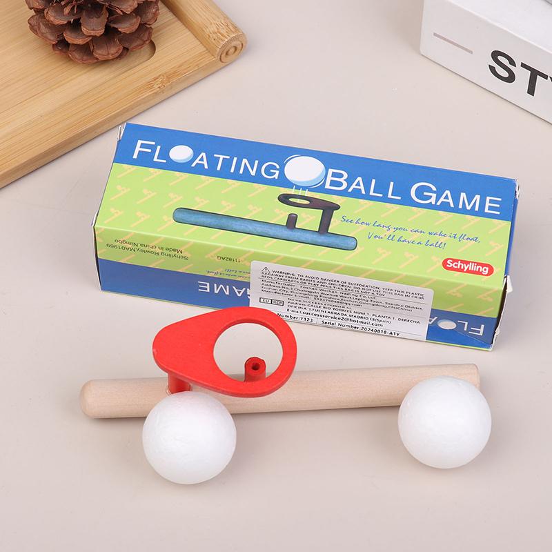 Wooden Suspension Ball Blower Sports Foam Balls Floating Kids Blow Pipe And 2 Balls Game Stress Reliever Balance Blowing Toy