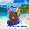 Custom Name Brown Bear Celebration Microfiber Beach Towel Super Soft & Absorbent for Bath, Beach, Travel  Bath Time Accessory, Fan gifts