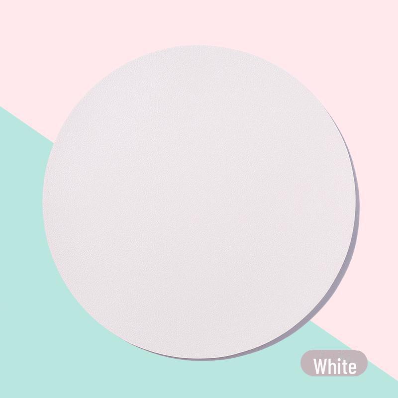 Простой свежий PU кожаный водонепроницаемый грязеотталкивающий однотонный круглый коврик для мыши для ноутбуков