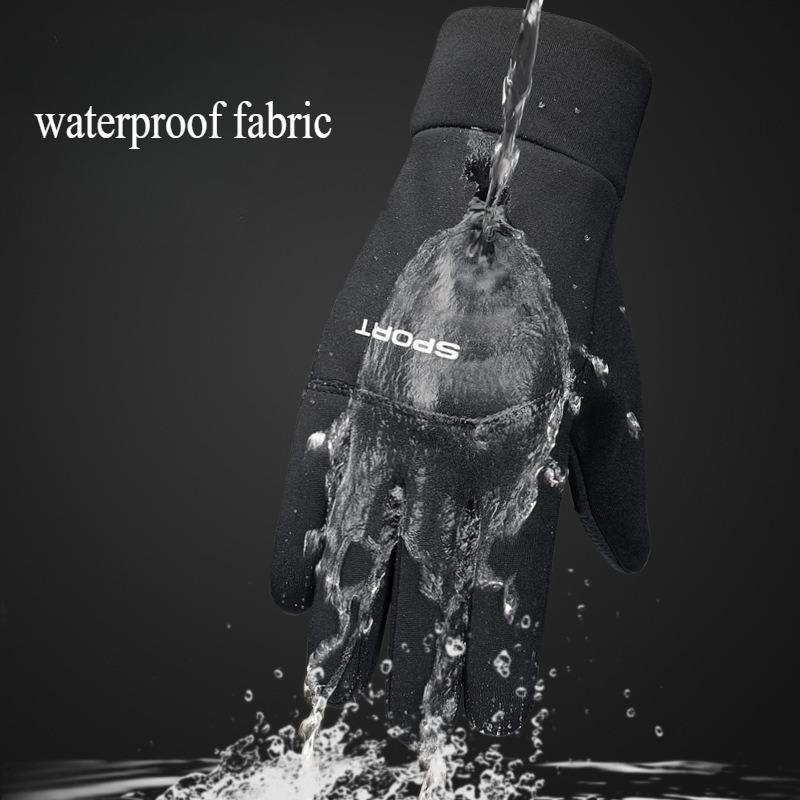 Мужские зимние водонепроницаемые велосипедные перчатки для спорта на открытом воздухе, лыжный бег, мотоциклетные флисовые перчатки с сенсорным экраном, нескользящие теплые полные пальцы