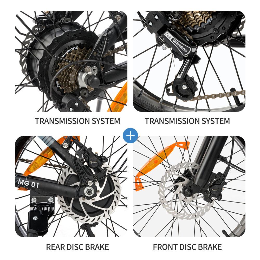 Ridstar Электрический велосипед H20 Foldble, двигатель 1000 Вт, аккумулятор 48 В, 15 Ач