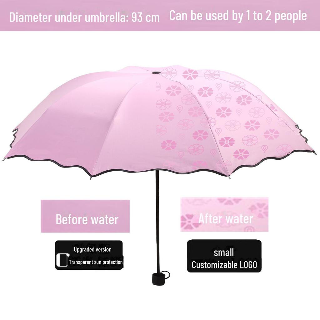 UV Protective Black Folding Sun Umbrella - Anti-Ultraviolet Women's Sunshade with Custom Logo