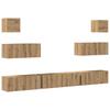 7 Piece Wall Mounted TV Cabinet Set Artisan Oak Wood Based Panel