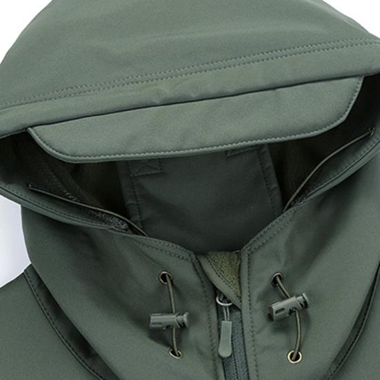 Men Jacket Hooded Long Sleeve Solid Color Jacket Coat with Multi Pockets Zipper