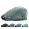 Four Seasons Denim Hat Women's Beret British Vintage Forward Hat Men's Jacquard Peaked Cap