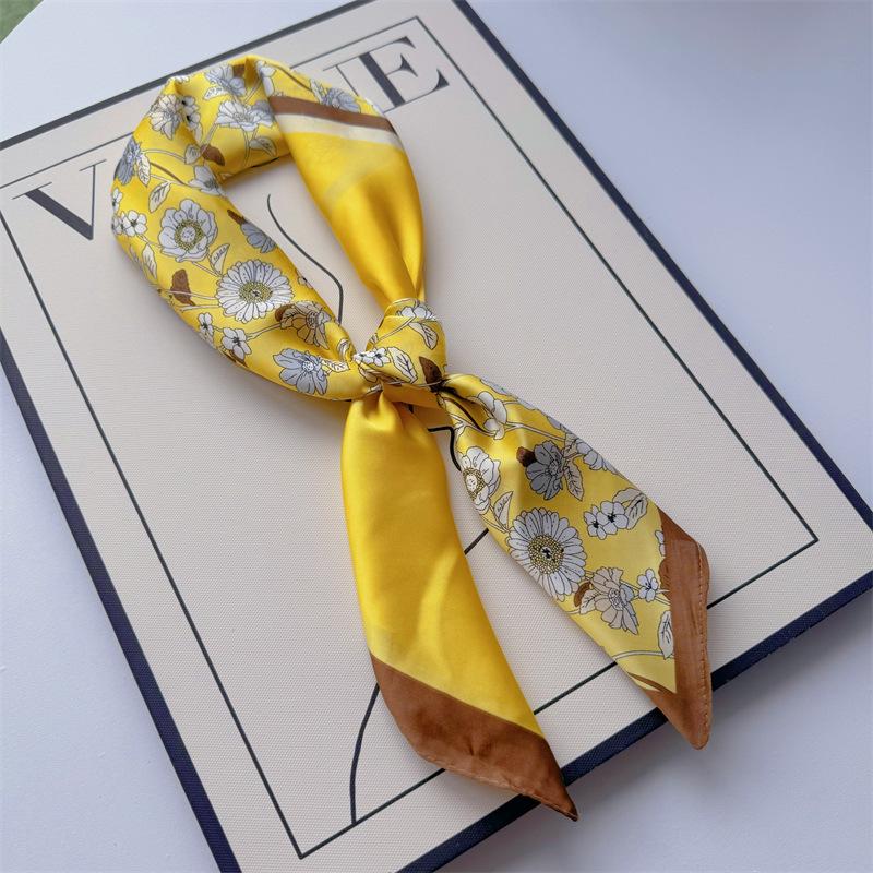 New Hundred Hundred Satin Letter Print Neckerchief 70×70 Silk Scarf Small Square Scarf High Sense of French Scarf