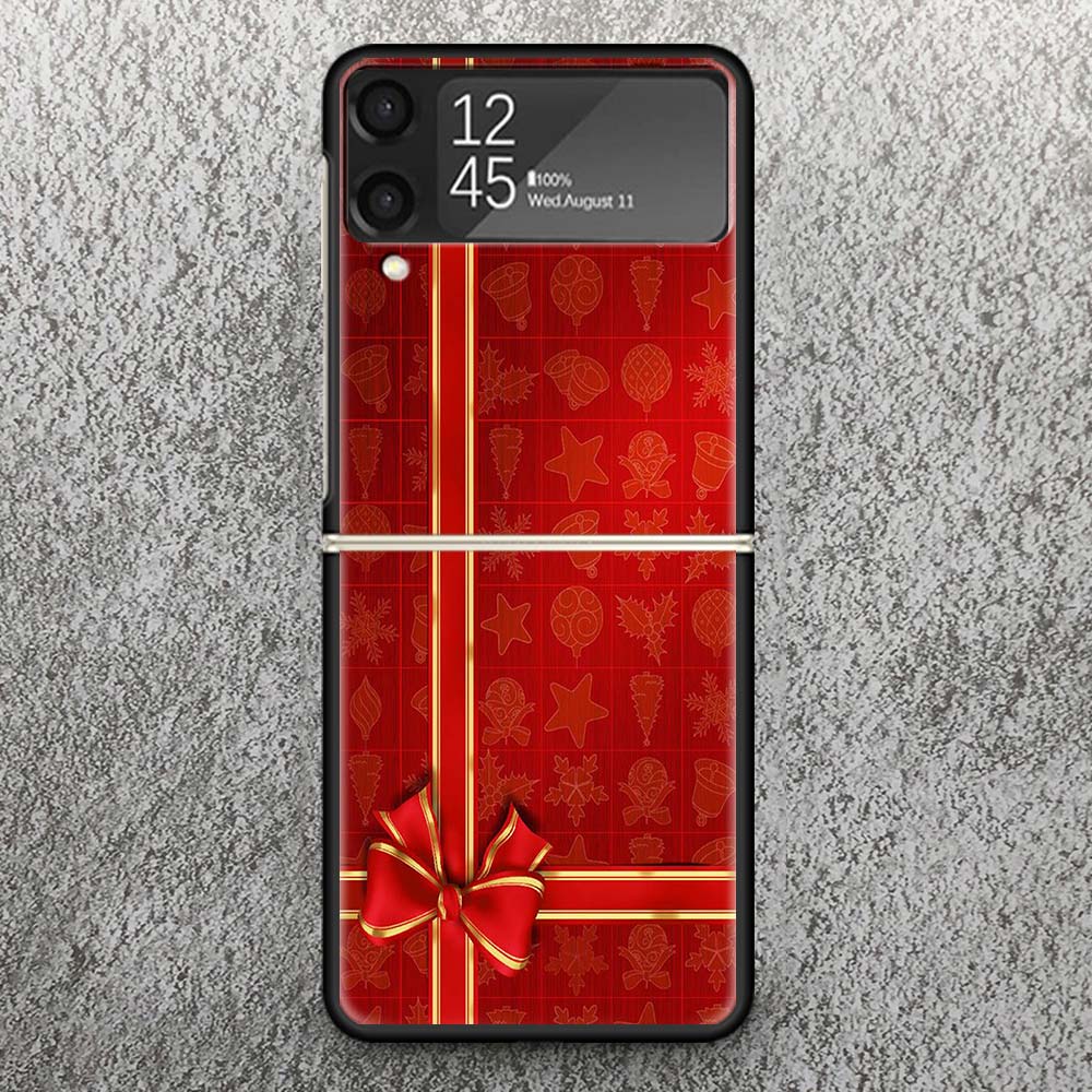 Christmas Santa Claus Present Print Case For Samsung Galaxy Z Flip 3 4 5 6 7 5G Phone Shell Flip7 Flip6 Flip5 Flip4 Flip3 Patter