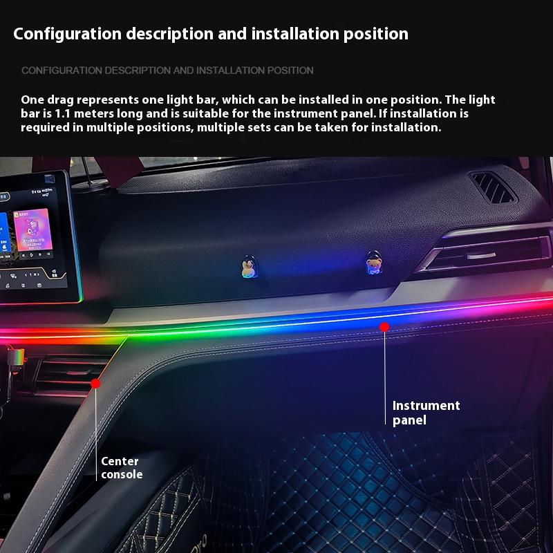 Автомобильная светодиодная лампа атмосферной подсветки с центральным управлением один к одному, лампа для украшения салона автомобиля, модификация без проводов в салоне с помощью приложения