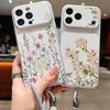 Яркий Цветочный Кожаный Чехол-Шнурок Для iPhone 18 Pro Max Гибридный TPU+PU Противоскользящая Мягкая Крышка Для iPhone 17 16 15 14 13 Pro Max
