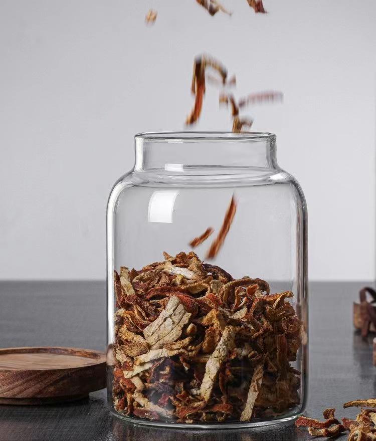 Высококачественная стеклянная банка для хранения сушеной мандариновой цедры - Герметичный контейнер для демонстрации лекарственного сырья