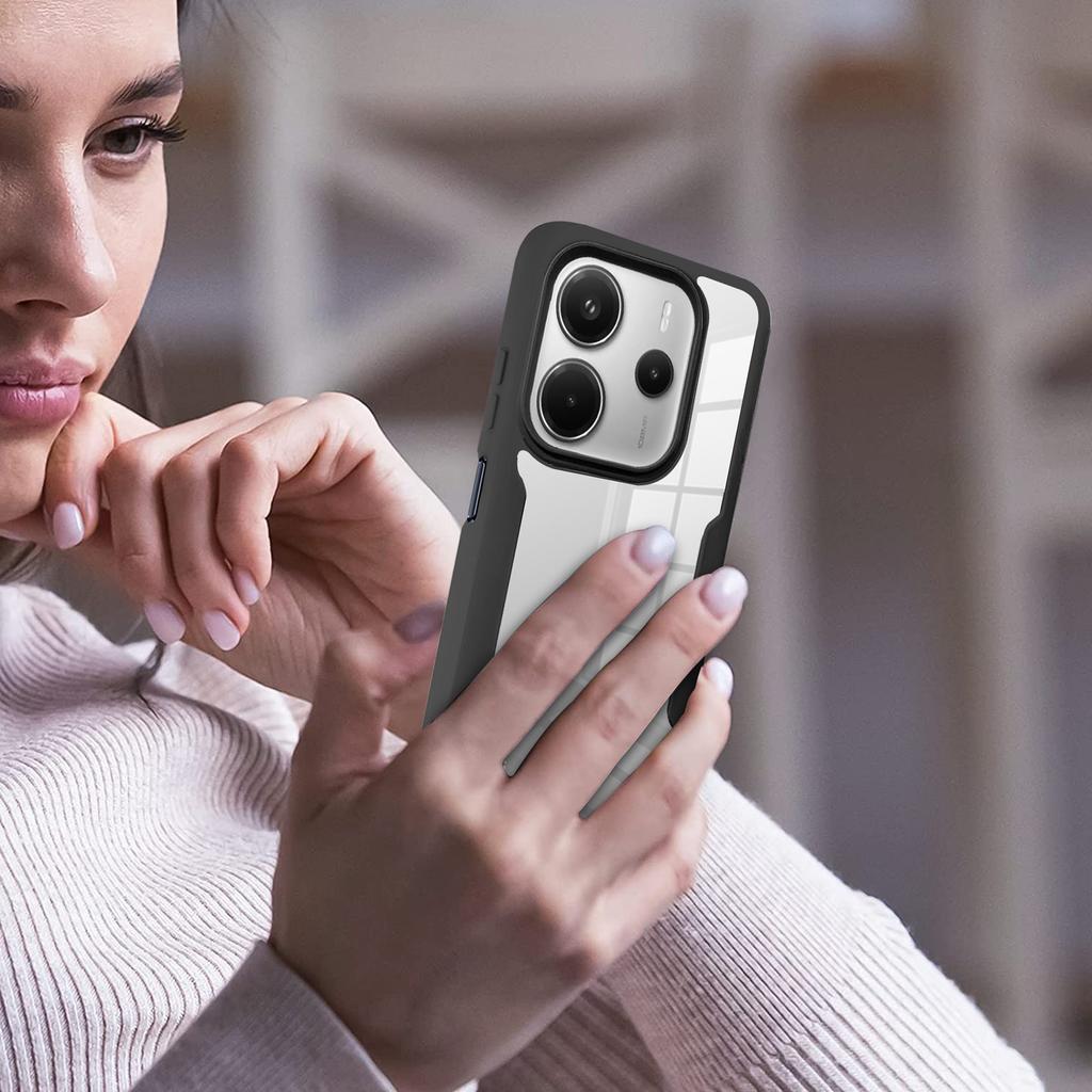 For Xiaomi Redmi Note 14 5G Case Acrylic+TPU Clear Phone Cover with PET Screen Film