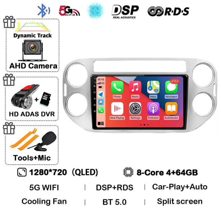 Android 14 Carplay Автомагнитола для VW Volkswagen Tiguan 1 NF 2006 2008-2013 2014 2015 2016 Мультимедиа GPS Видеоплеер Стерео