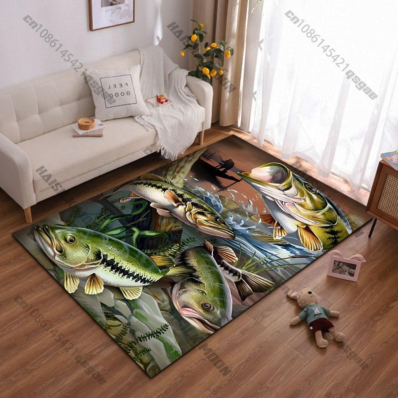 Fishing nature fish underwater scene carpet Yoga living room room decor children's crawling mat doormat area rug